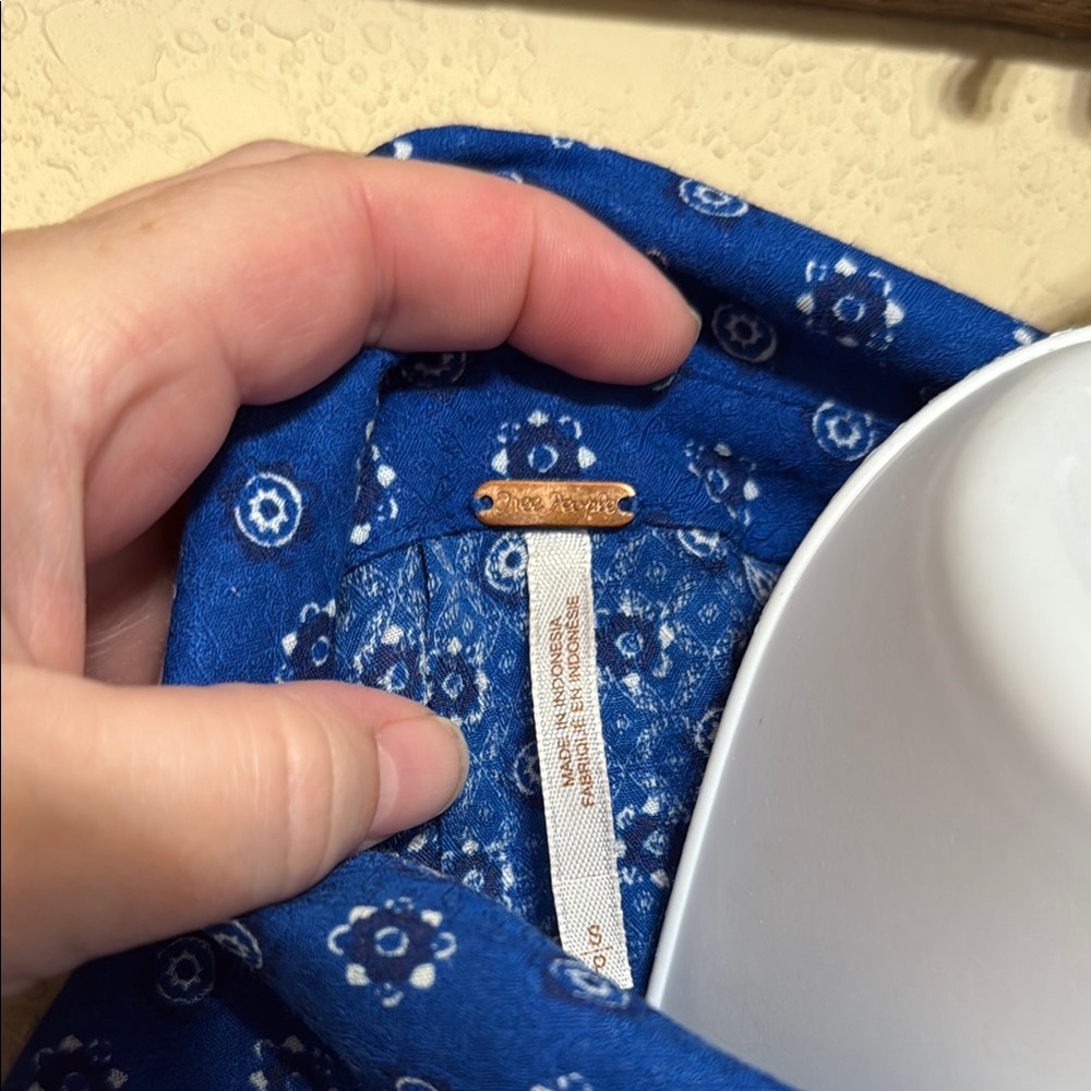 Free People Changing Time Blue Patterned Long Sle… - image 3